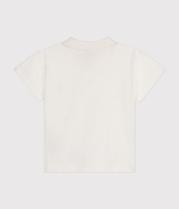 Polo de manga corta de algod&oacute;n para beb&eacute; blanco