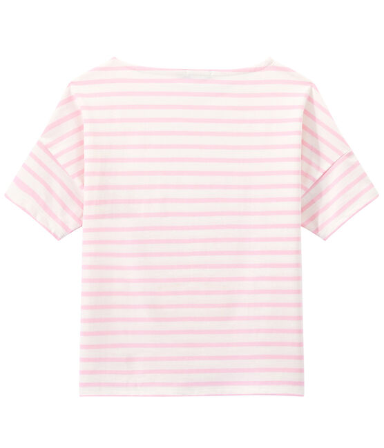Marinera de manga corta en jersey para mujer blanco MARSHMALLOW/rosa BABYLONE