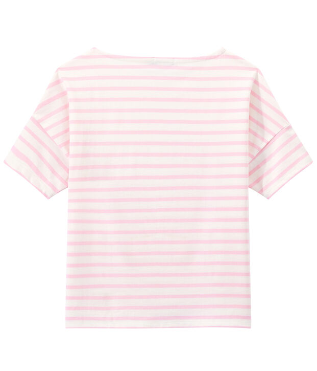 Marinera de manga corta en jersey para mujer blanco/rosa