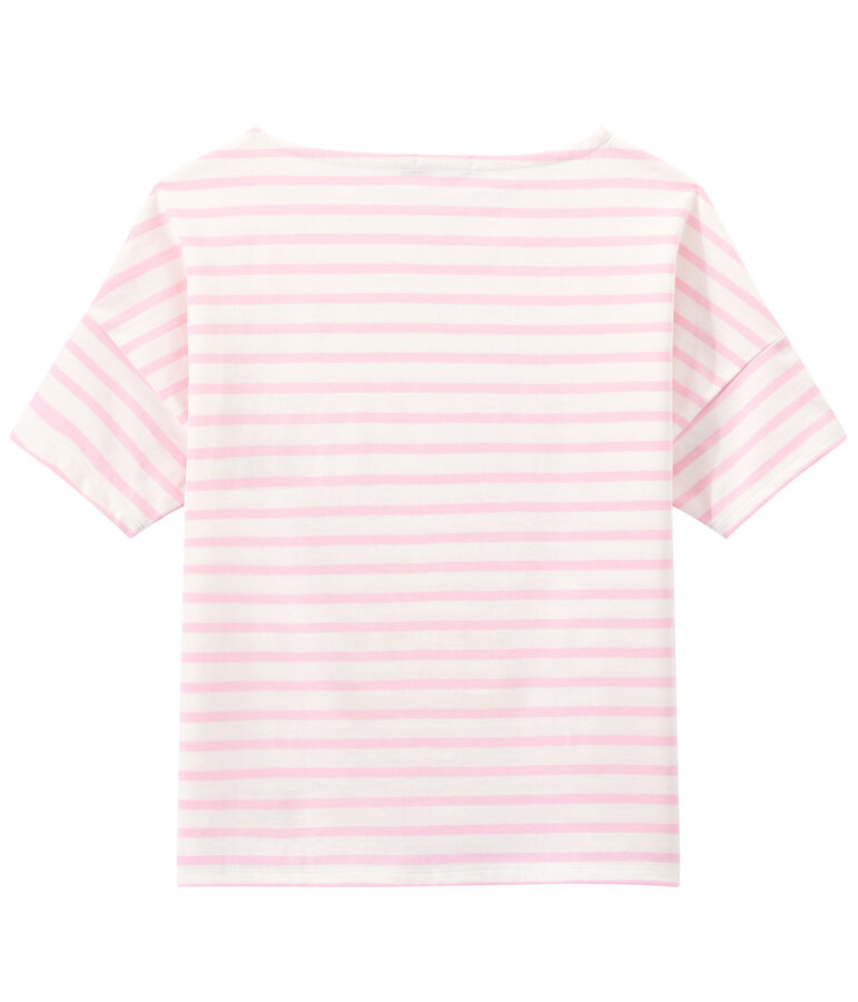 Marinera de manga corta en jersey para mujer blanco/rosa