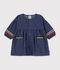 Vestido de tejido denim de manga larga para beb&eacute; azul