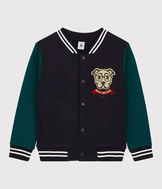 Chaqueta de b&eacute;isbol de mulet&oacute;n de ni&ntilde;o azul/verde