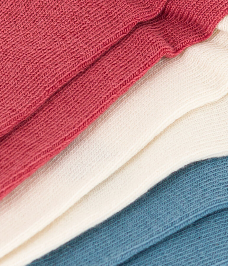 Juego de 3 pares de calcetines lisos de punto de algod&oacute;n para ni&ntilde;os multicolor