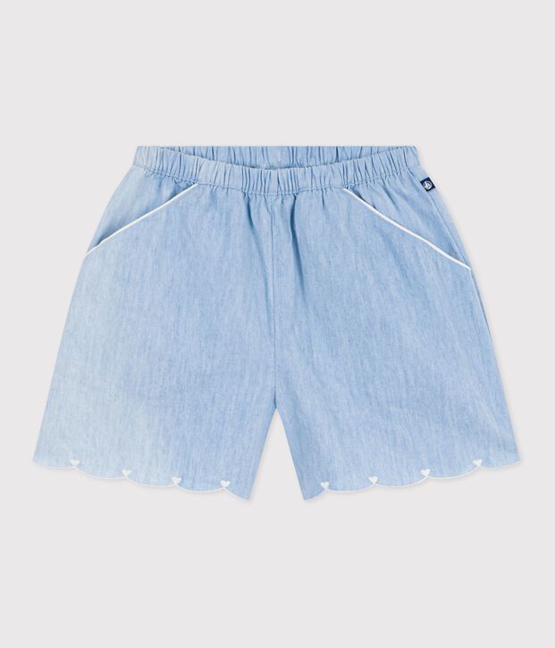 Shorts infantiles de algod&oacute;n liso azul