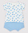 Conjunto de 2 prendas azules de bebé en tela de pañal y algodón ecológico blanco MARSHMALLOW/blanco MULTICO
