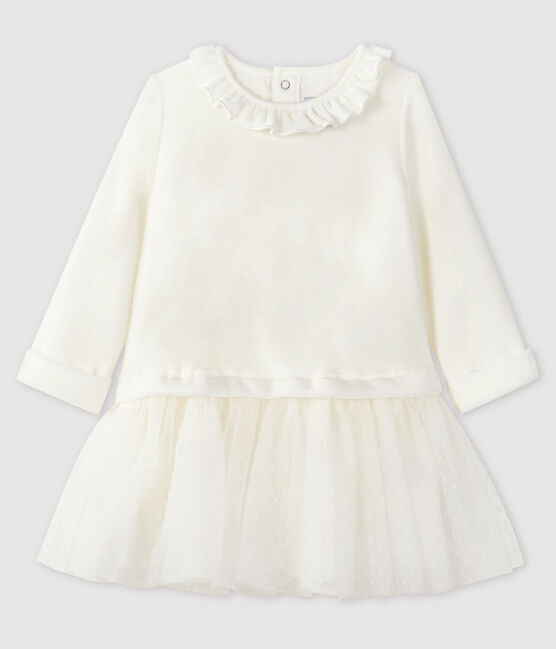 Vestido de manga larga para bebé niña blanco MARSHMALLOW