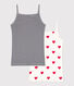 Juego de 2 camisetas de tirantes de algodón con corazón y raya para mujer