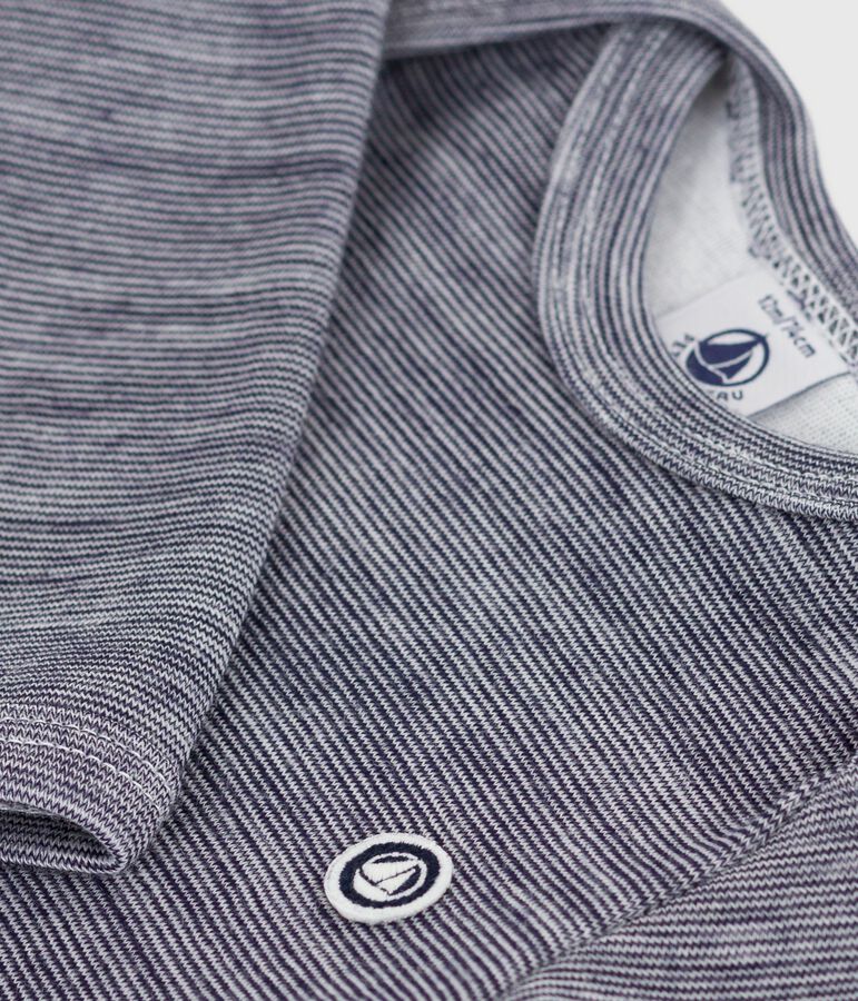 Body de lana y algod&oacute;n de manga larga para beb&eacute; azul SOIR/ MARSHMALLOW