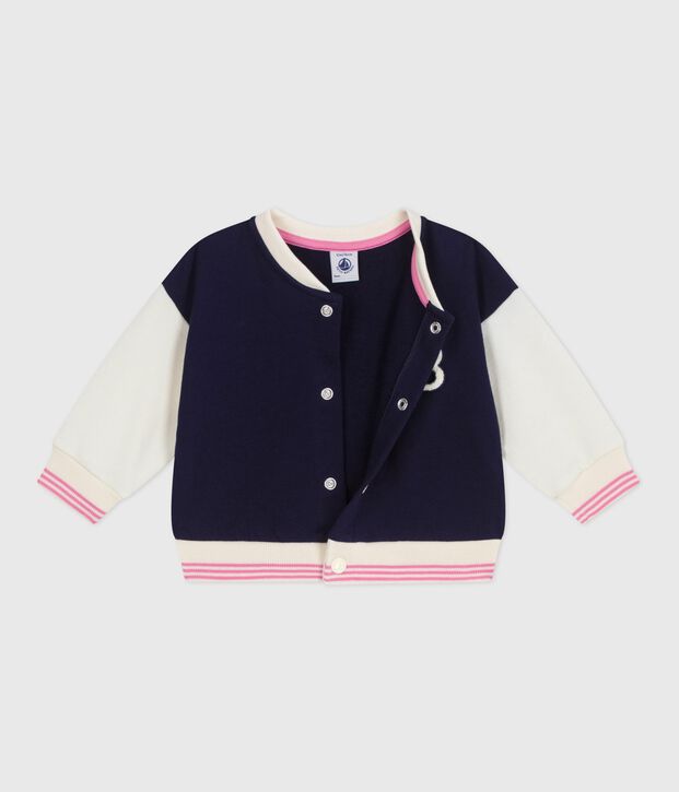 Chaqueta teddy de algod&oacute;n azul/crudo