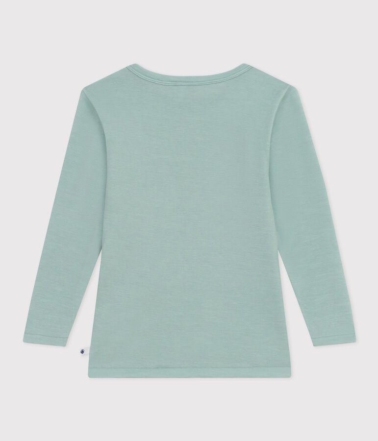 Camiseta de lana y algod&oacute;n de manga larga para ni&ntilde;o/ni&ntilde;a verde