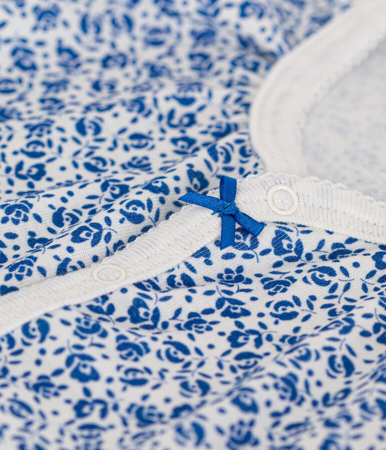 Mono corto de algod&oacute;n para beb&eacute; blanco/azul