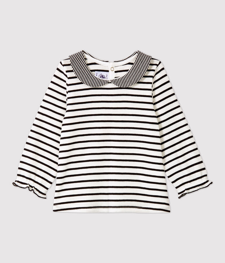 Blusa de algod&oacute;n de beb&eacute;. blanco MARSHMALLOW/azul SMOKING