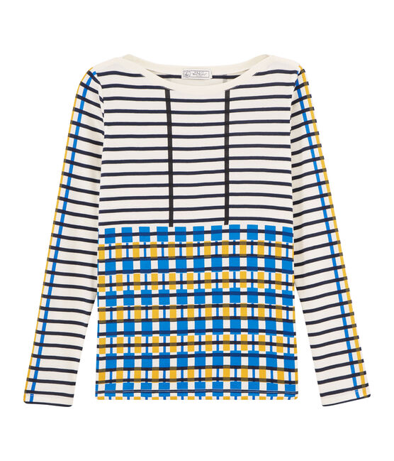 Camiseta marinera de mujer beige COQUILLE/azul SMOKING