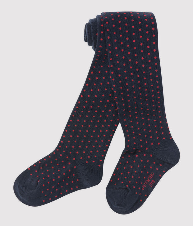 Leotardos de lunares para ni&ntilde;a azul/rojo