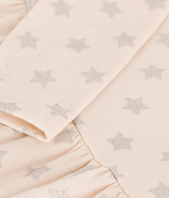 Vestido estampado de manga larga de túbico para niña beige AVALANCHE/ ARGENT