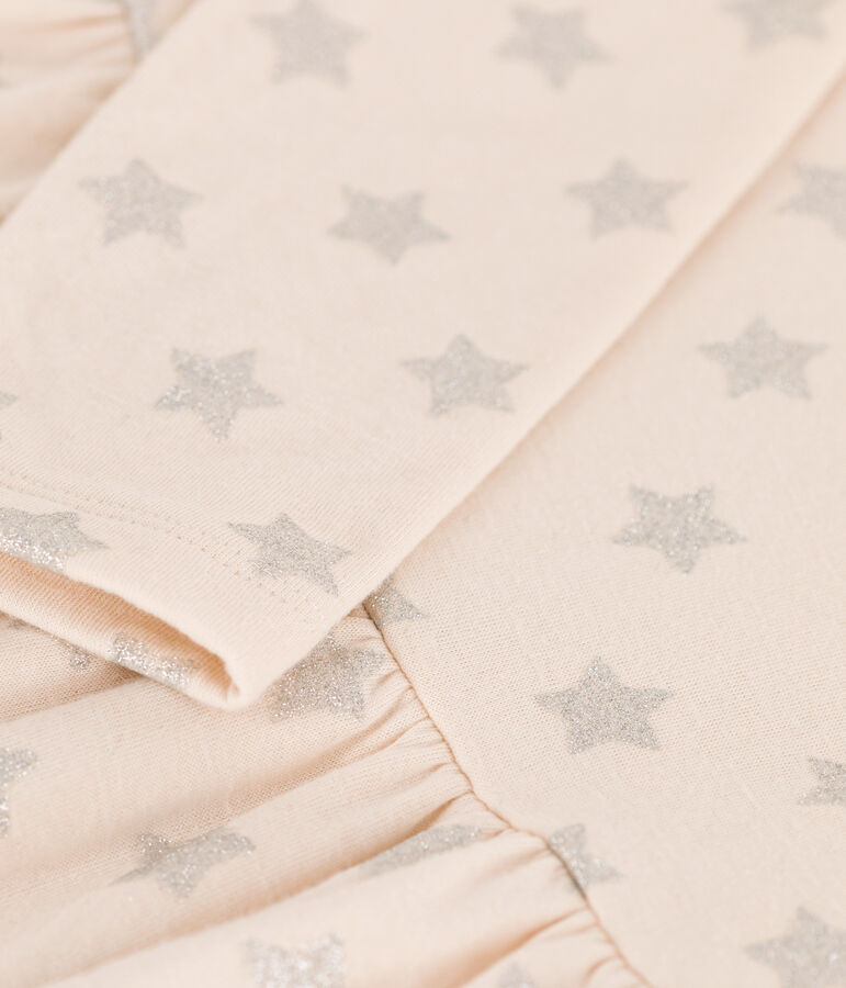 Vestido estampado de manga larga de t&uacute;bico para ni&ntilde;a crudo/gris