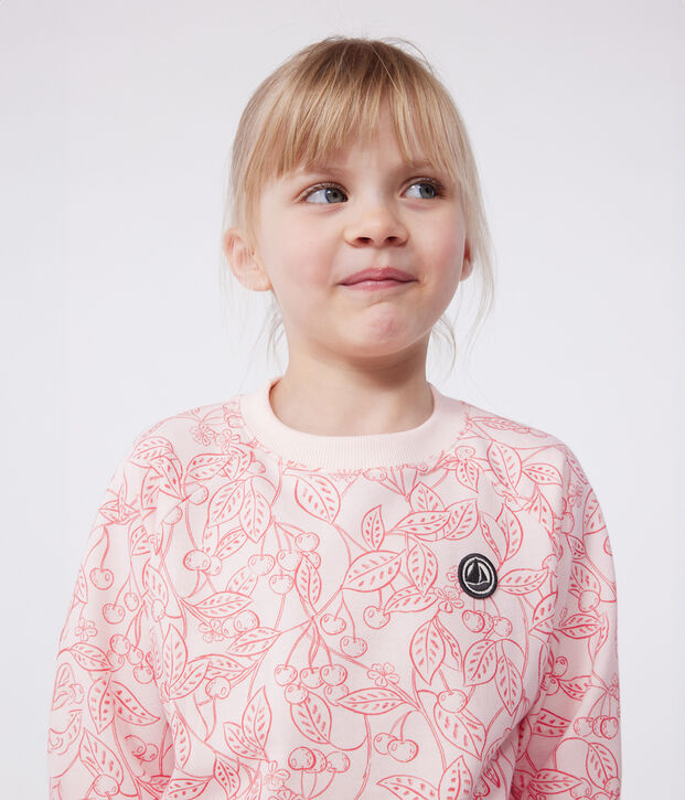 Sudadera infantil de algod&oacute;n con estampado rosa/rojo