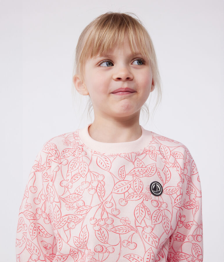 Sudadera infantil de algod&oacute;n con estampado rosa/rojo