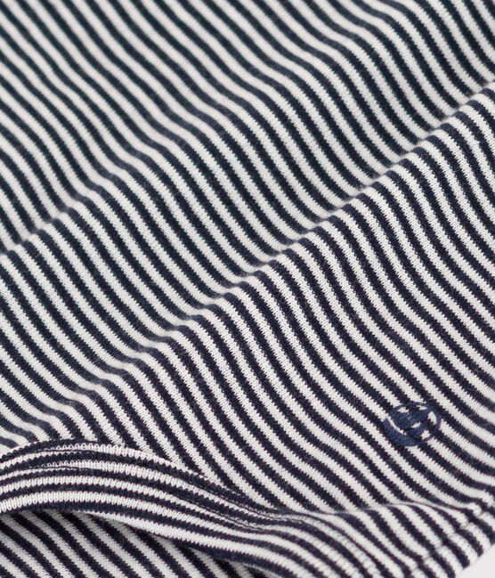 Bodi de algodón de manga corta con cuello de polo a rayas para bebé azul SMOKING/blanco MARSHMALLOW