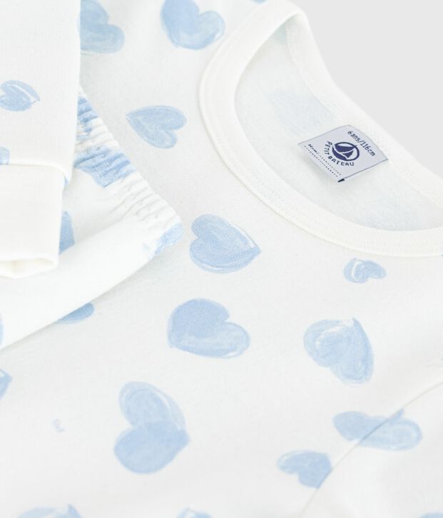 Pijama infantil de felpa con estampado de corazones blanco/multicolor