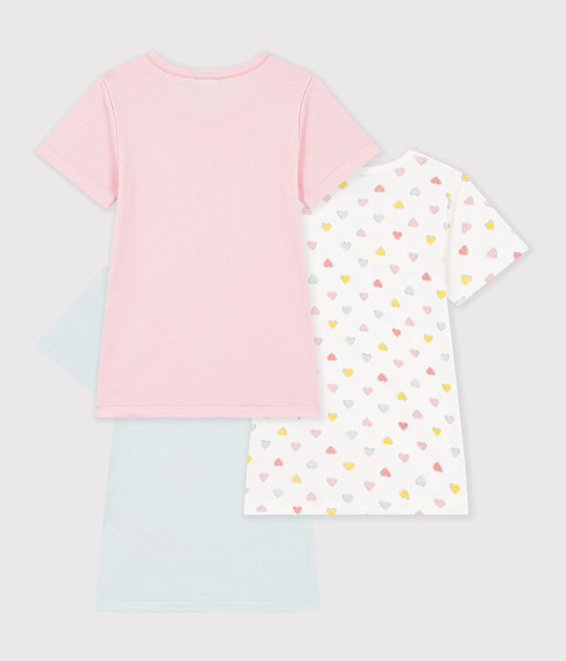 Juego de camisetas infantiles de algod&oacute;n de manga corta con corazones multicolor