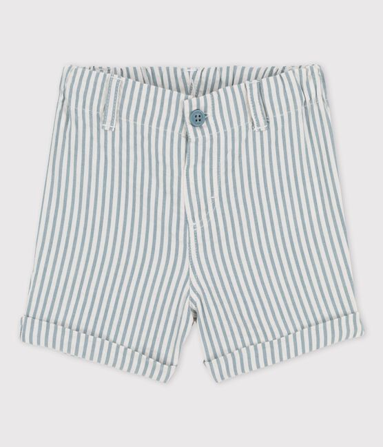 «Shorts» a rayas de tejido milrayas de bebé azul BRUT/blanco MARSHMALLOW