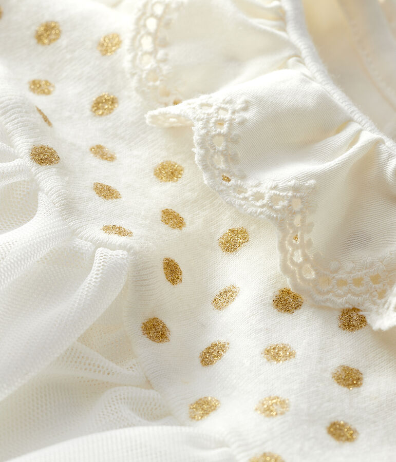 Vestido-bodi de algod&oacute;n de lino para beb&eacute; ni&ntilde;a blanco/amarillo