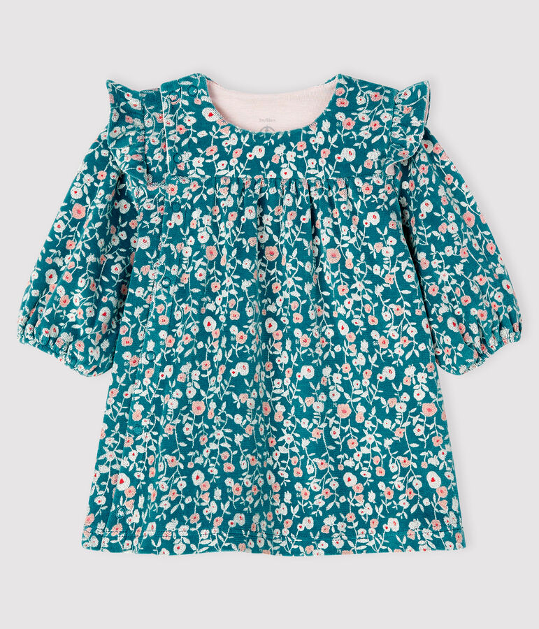 Vestido de terciopelo de manga larga con flores para beb&eacute; ni&ntilde;a MOZAIK/crudo MULTICO