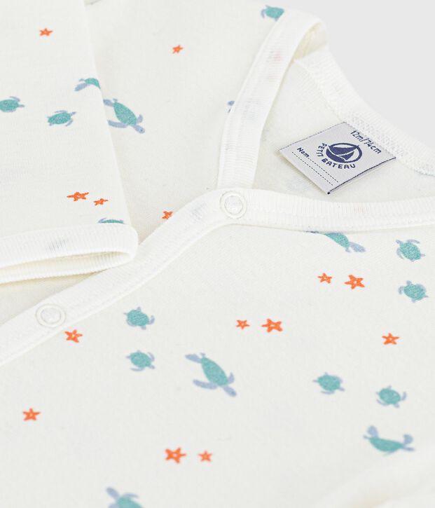 Pijama sin pies de algod&oacute;n con estampado de tortugas para beb&eacute; blanco/multicolor