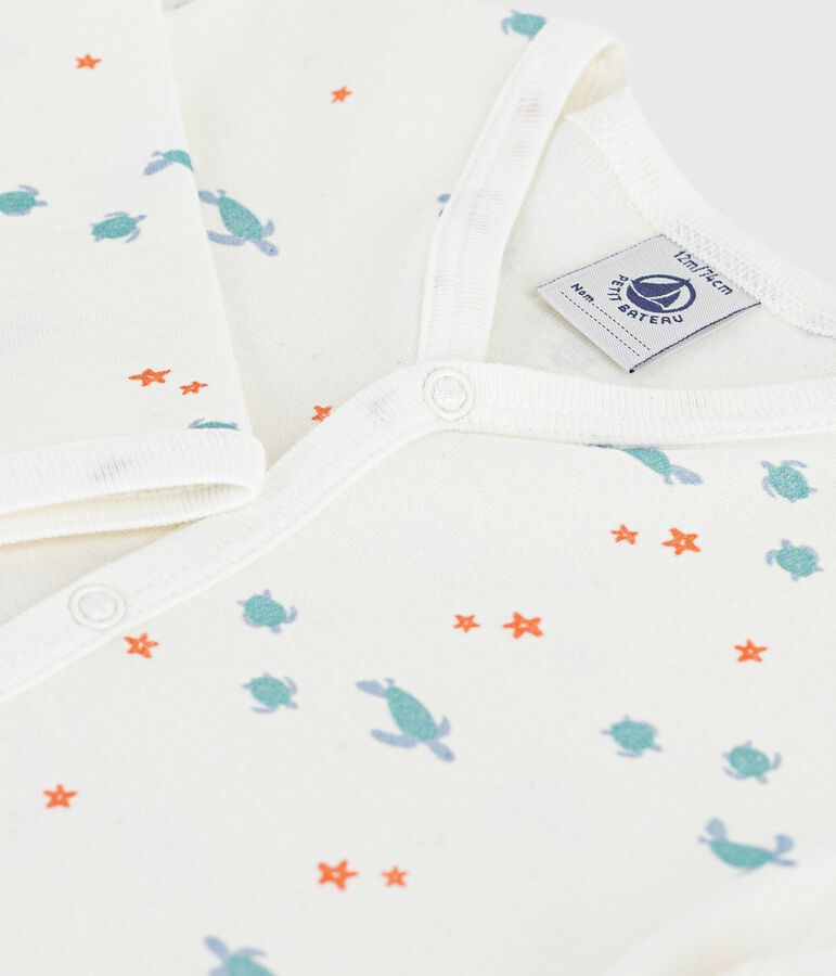 Pijama sin pies de algod&oacute;n con estampado de tortugas para beb&eacute; blanco/multicolor