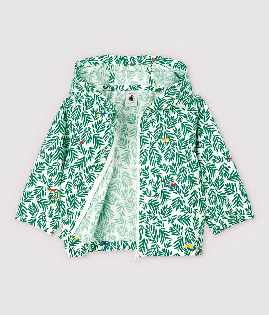 Cortavientos de punto revestido de bebé niño blanco MARSHMALLOW/verde GAZON/ MULTICO