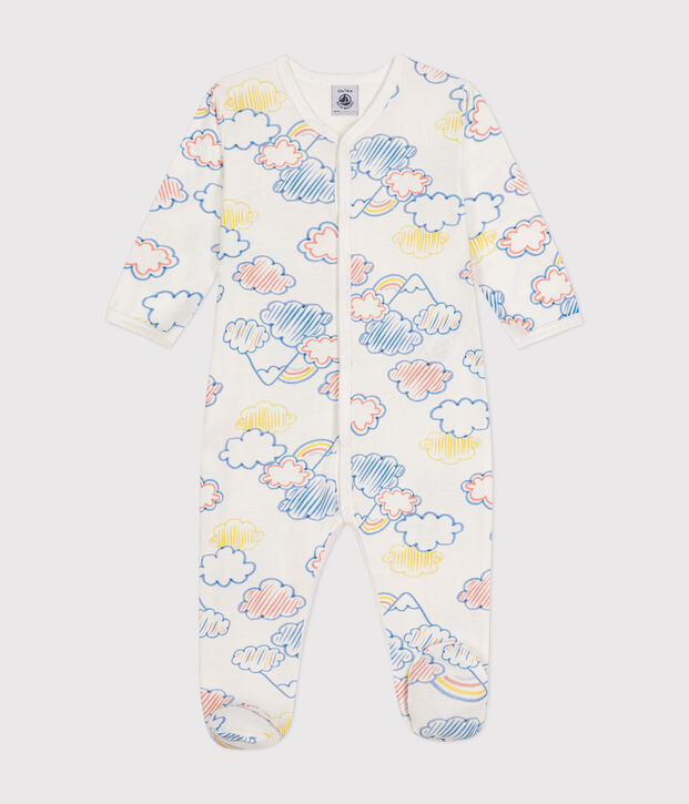 Pijama de algod&oacute;n con estampado de arco&iacute;ris para beb&eacute; blanco/multicolor