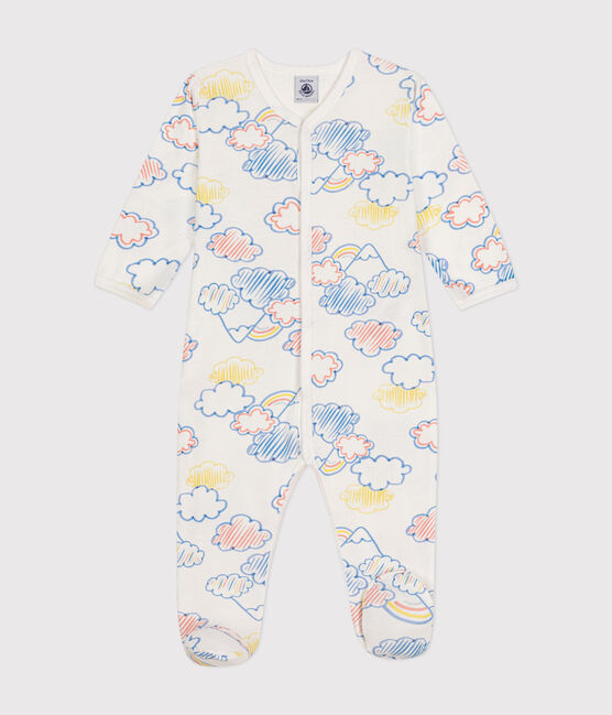 Pijama de algodón con estampado de arcoíris para bebé blanco MARSHMALLOW/blanco MULTICO