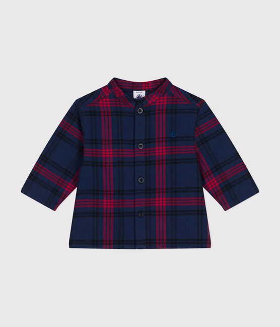 Camisa de franela a cuadros para bebé azul SMOKING/blanco MULTICO