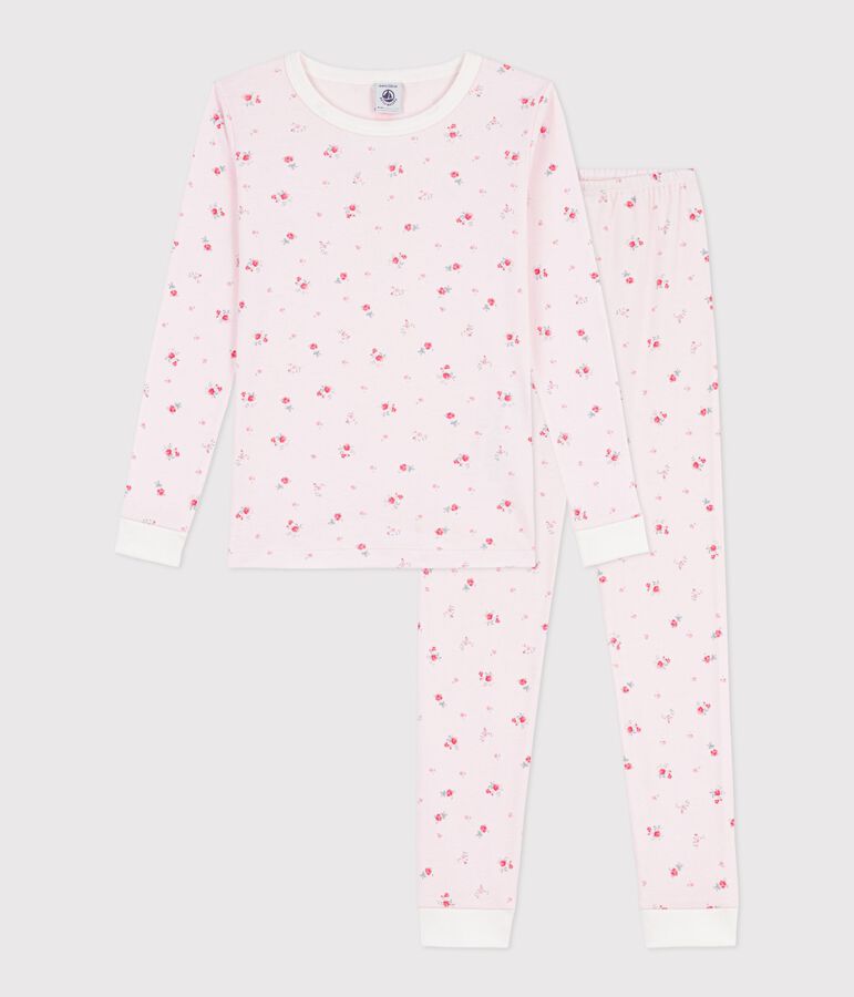 Pijama infantil muy ajustado de algod&oacute;n con estampado de flores rosa BARELY/ MULTICO