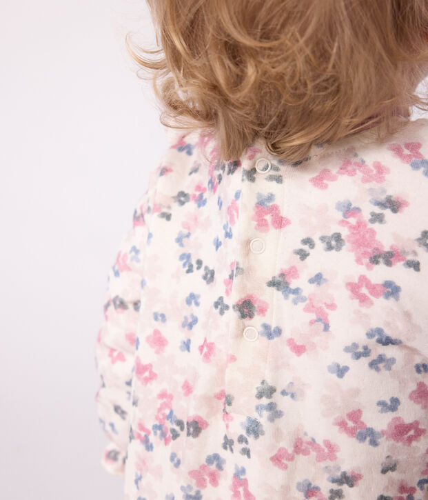 Vestido de algod&oacute;n de manga larga con estampado de flores para beb&eacute; crudo/multicolor