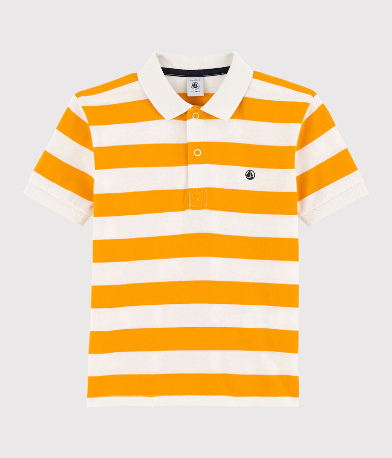 Polo de manga corta de punto de ni&ntilde;o amarillo/blanco