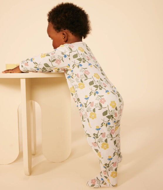Pijama de algodón con estampado de flores para bebé blanco AVALANCHE/ MULTICO