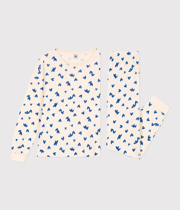 Pijama de algod&oacute;n con coraz&oacute;n para mujer crudo/multicolor