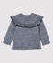Blusa de lana y algodón de bebé azul MEDIEVAL/blanco MARSHMALLOW