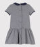 Vestido en milrayas para bebé niña azul SMOKING/beige COQUILLE