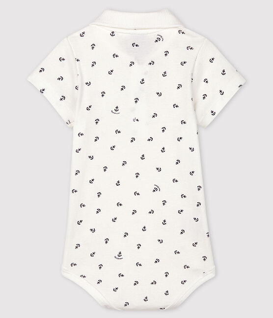 Body estampado de algodón y manga corta de bebé niño blanco MARSHMALLOW/azul SMOKING
