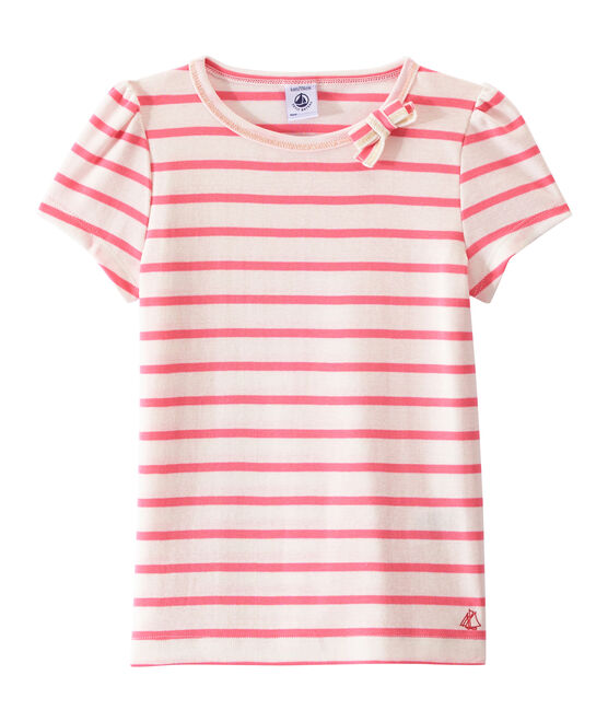 Camiseta chica a rayas marineras/ Camiseta chica de rayas marineras blanco MARSHMALLOW/rosa PETAL