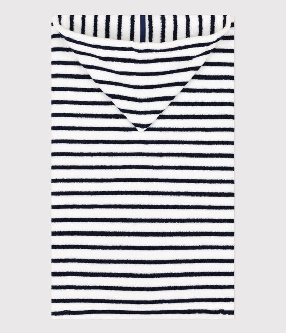 Capa de baño de rizo a rayas para bebé blanco LAIT/azul MEDIEVAL