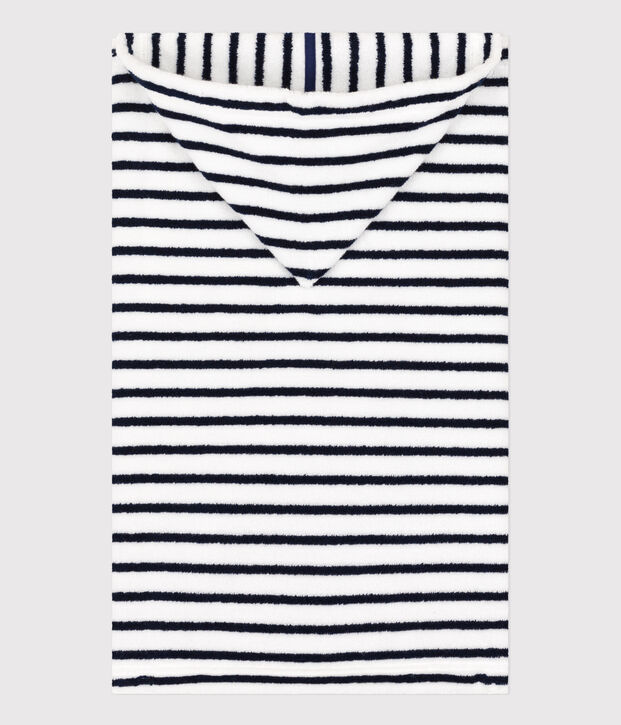 Capa de ba&ntilde;o de rizo a rayas para beb&eacute; blanco/azul