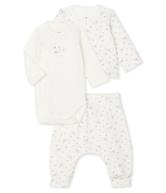 Conjunto de tres piezas para bebé de túbico blanco MARSHMALLOW/blanco MULTICO