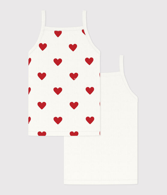 Lote de 2 camisetas de tirantes con corazones de algodón de niña variante 1