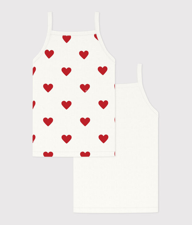 Lote de 2 camisetas de tirantes con corazones de algod&oacute;n de ni&ntilde;a multicolor