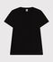 Camiseta LA RECTA de algodón con cuello de pico para mujer negro BLACK