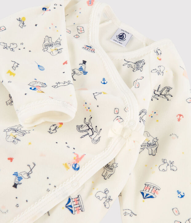 Pelele de terciopelo con estampado para beb&eacute; ni&ntilde;a blanco/multicolor